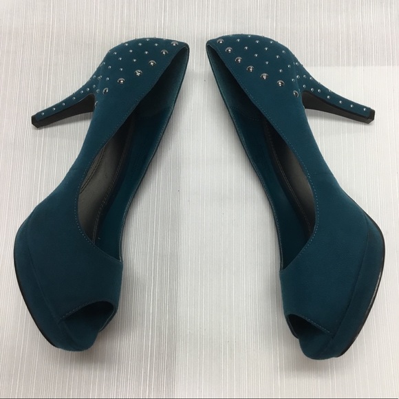 IMPO Exciting Peep Toe Teal Color Heels - Picture 7 of 8